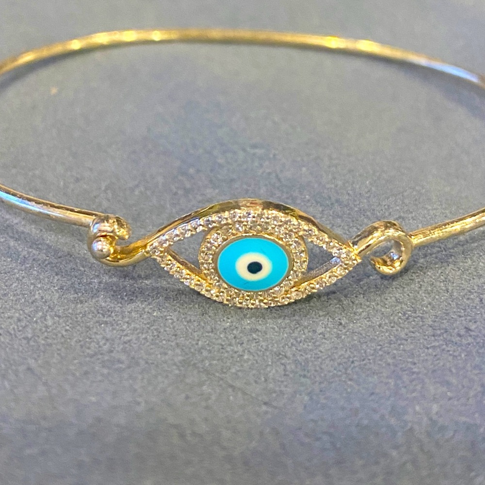 Evil Eye 🧿 Sterling Silver Bangle Bracelet